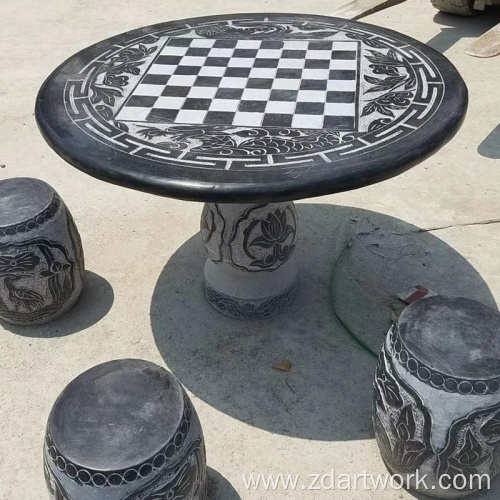 Stone garden decorated with peony stone table